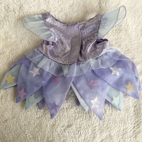 Build A Bear Workshop Purple Star Fairy Satin Glitter Ribbon Sparkle Dress - Picture 2 of 5